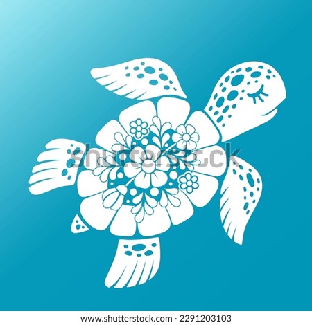 Decorative stylized image of a sea turtle. World oceans day
