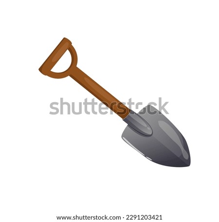 Concept Camping shovel digging tool. This illustration is a flat vector design of a camping shovel on a white background. Vector illustration.