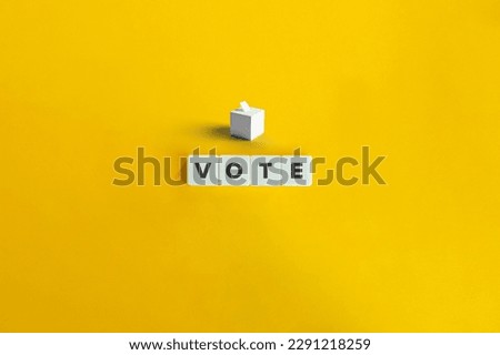 Vote, Referendum or Election banner and concept. Block letters on bright orange background. Minimal aesthetics. Royalty-Free Stock Photo #2291218259