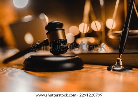law and authority lawyer concept, judgment gavel hammer in court courtroom for crime judgement legislation and judicial decision, judge having justice of punishment guilt and criminal verdict legal Royalty-Free Stock Photo #2291220799