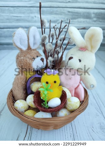 Beautiful Easter decor on the table Royalty-Free Stock Photo #2291229949