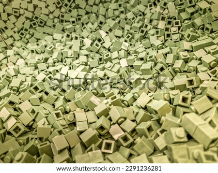 Many green plastic blocks together