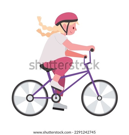 Girl riding bike cartoon vector
