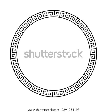 Circle greek pattern. Roman frame. Black outline greece border isolated on white background. Round greec boarder for design prints. Circular ancient ornament. Fret rome key. Vector illustration Royalty-Free Stock Photo #2291254193
