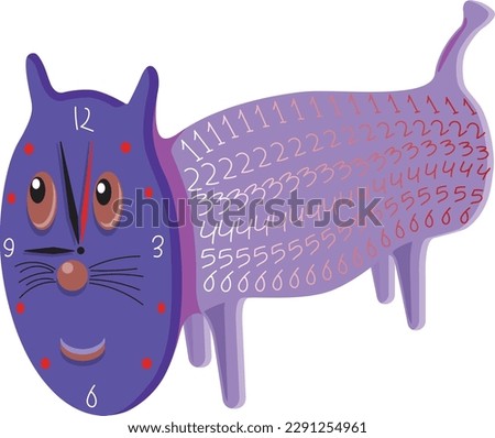this vector illustration design,cat and clock.cute design with cat and the head is clock shape.good for your children and for cartoon lover.