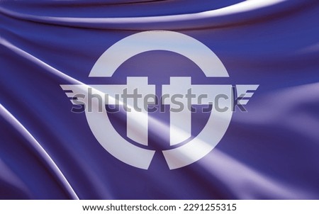abstract 3d illustration of oga flag on wavy fabric
