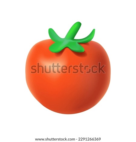 Tomato 3D icon isolate. Tomato on white background. Tomatoes top view, side view. Cartoon vegetable, pomodoro food and beverage Royalty-Free Stock Photo #2291266369