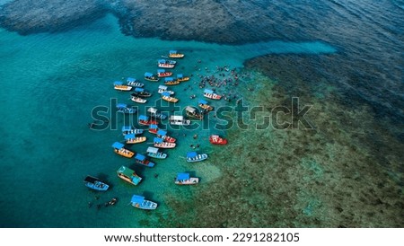 Tropical Sao Miguel dos Milagres Alagoas Coral Reef Landscape Nature Paradise Tourism Village Vacation Summer Beach Boats River Sea Community Scenery Boat Coast Tourism São Vacation Summer Sun Sunny  Royalty-Free Stock Photo #2291282105