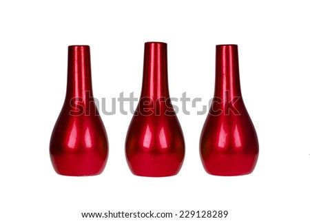 Three bright red vases isolated on a white background