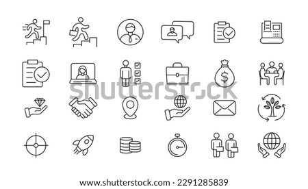 Headhunting icon set. Recruitment icon set Included the icons as Job Interview, Career Path, Resume, Job hiring, Candidate and Human resource icons. Vector illustration.
 Royalty-Free Stock Photo #2291285839