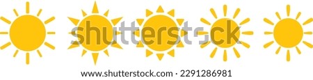 Sun icon vector set. yellow summer symbol. sunlight sign collection.  Stock vector Royalty-Free Stock Photo #2291286981
