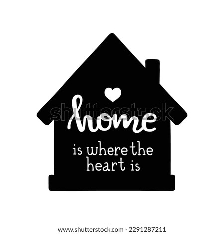 Vector illustration of home print with cute doodle house and lettering