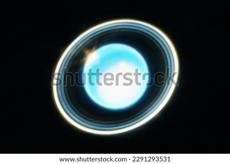 The planet Neptune, on a dark background with rings. Elements of this image furnished NASA. . High quality photo