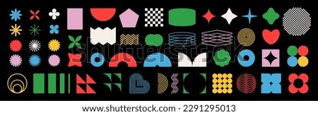 A set of graphic elements. Abstract geometric figures. Decorative minimalistic brutalist forms. Royalty-Free Stock Photo #2291295013