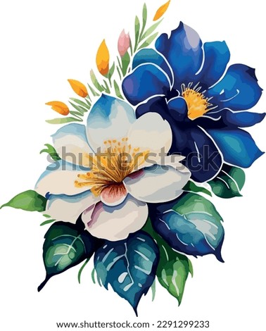 Watercolor floral bouquet isolated on white background, Watercolor flower collection