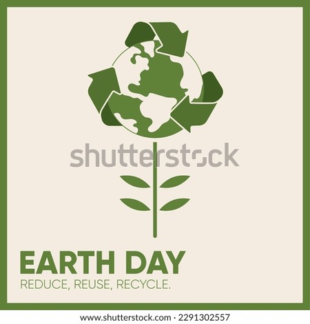 Isolated planet earth with recyclable symbol Earth day Vector