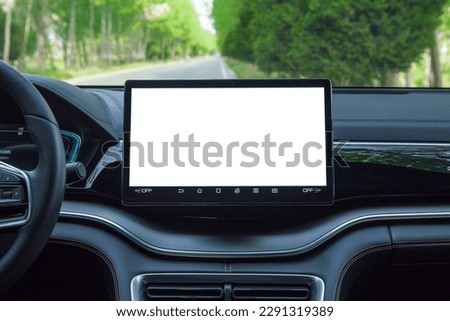 Car multimedia monitors screen with empty space for message.