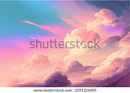 Hand painted watercolor sky abstract cloud background with a pastel colored