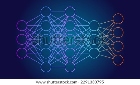 Deep neural network DNN diagram. An artificial neural network ANN with multiple layers between input and output layers, modern infographics style Royalty-Free Stock Photo #2291330795