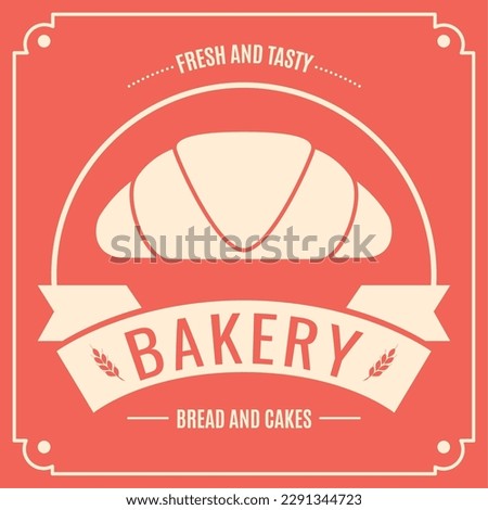 Colored retro bakery template with a croissant Vector