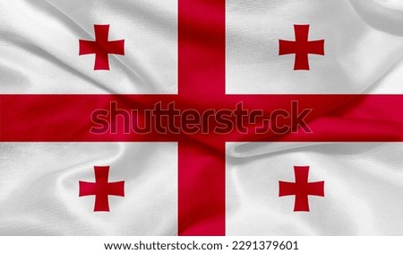 Realistic photo of the Georgia flag Royalty-Free Stock Photo #2291379601