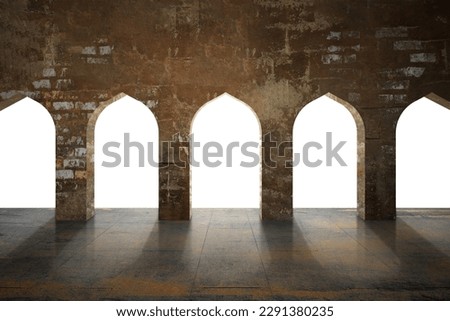 Mosque door isolated over white background