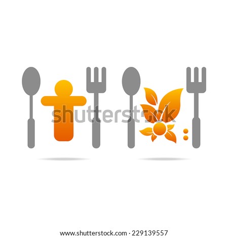 Kitchen business icons fork spoon man