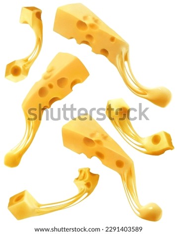 Cheese set with melted and stretched cheeses on a white background Royalty-Free Stock Photo #2291403589