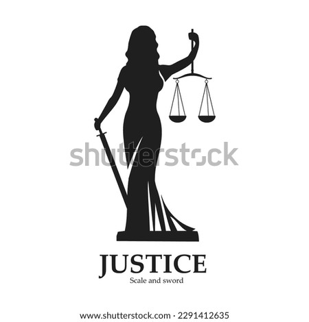 Woman lady law concept, lawyer. Justice design template. Goddess of justice Themis Royalty-Free Stock Photo #2291412635
