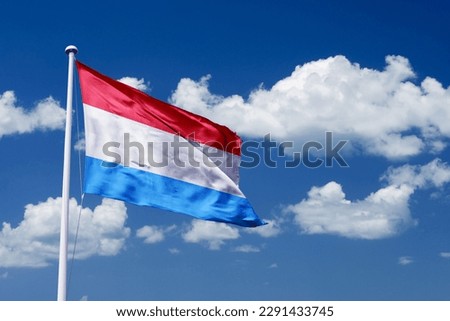 Luxembourg waving flag, flag in a pole, memorial day, freedom of speech, horizontal flag, rectangular, national, raise a flag, emblem