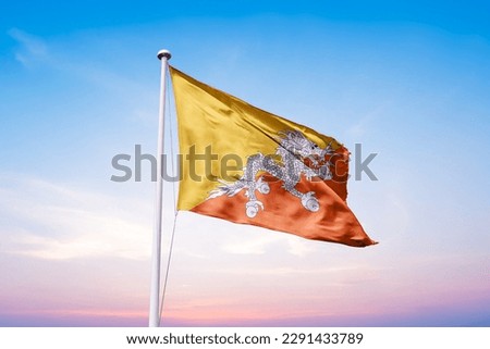 Bhutan waving flag, flag in a pole, memorial day, freedom of speech, horizontal flag, rectangular, national, raise a flag, emblem