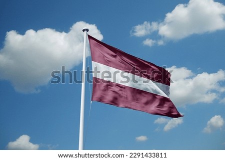 Latvia waving flag, flag in a pole, memorial day, freedom of speech, horizontal flag, rectangular, national, raise a flag, emblem