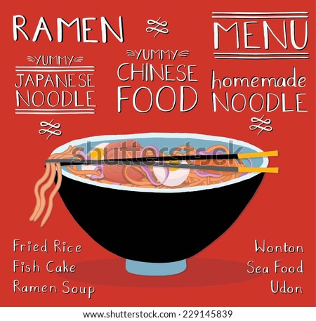 Asian food vector drawings set. 