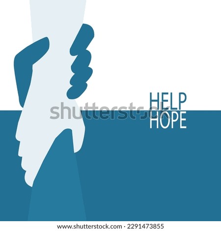 Hand holding hand for help and hope icon logo vector graphic design. illustration Royalty-Free Stock Photo #2291473855