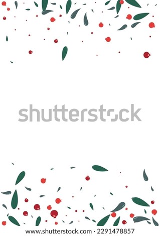 Red Leaves Background White Vector. Herb Border Set. Pink Leaf Landscape. Abstract Texture. Berries Image.