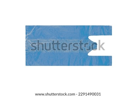 a blue plastic with a white background taken from a top viewpoint