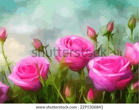 Beautiful abstract floral background with rose flowers in bloom, vector EPS 10 illustration