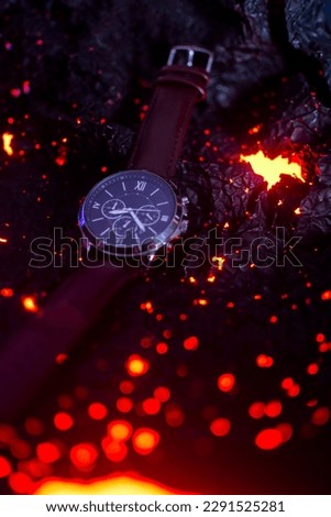 Watch picture with lava background, epic still life picture