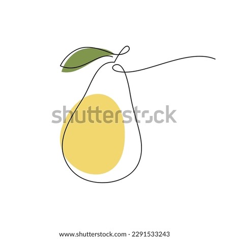 Outline abstract pear silhouette vector. Line continuous hand drawn illustration. Garden fruit icon. Minimal design, linear print, banner, card, brochure, abstract logo, sign, symbol. Royalty-Free Stock Photo #2291533243