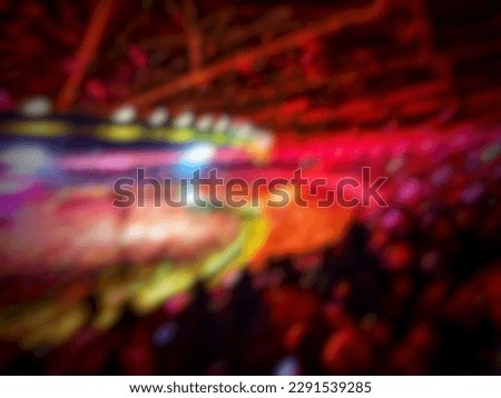 Defocused blurred photo of the atmosphere of blackpink's concert in Jakarta, Born in Pink. The ambience of pink lights dominated, very crowded, exciting and fun. Royalty-Free Stock Photo #2291539285