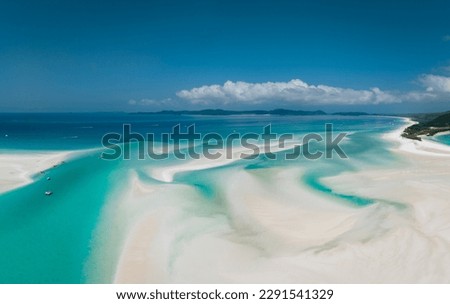 Aerial Drone view of Whitehaven Beach in the Whitsundays, Queensland, Australia Royalty-Free Stock Photo #2291541329