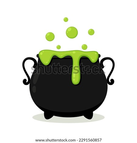 Halloween witches violet cauldron with poison potion isolated on white background. Vector Illustration of a Witch's Cauldron. Royalty-Free Stock Photo #2291560857