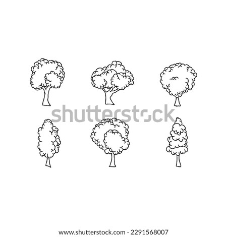 tree handrawn doodle illustrations vector set