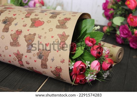 Kraft paper for flowers. Wrapping paper. Kraft paper. Flower packaging. Gift wrap. Gift paper.