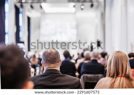 Round table discussion at business conference meeting event.. Audience at the conference hall. Business and entrepreneurship symposium Royalty-Free Stock Photo #2291607573