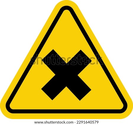 Sign of harmful or irritating substances. Warning sign irritating substances. Yellow triangle sign with a cross icon inside. Danger, allergic irritants harmful to health. Royalty-Free Stock Photo #2291640579