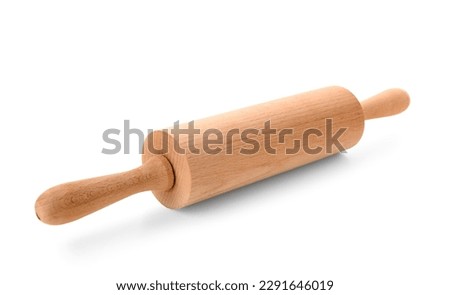 Wooden rolling pin isolated on white background Royalty-Free Stock Photo #2291646019