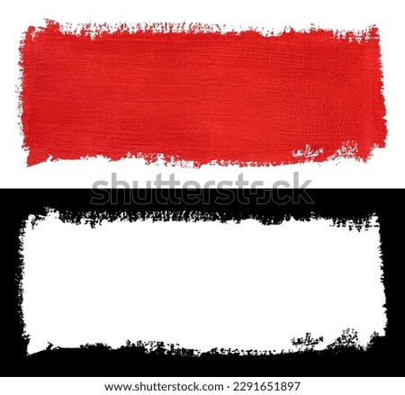Red block stroke of paint isolated on white background with clipping mask (alpha channel) for quick isolation. Easy to selection object.