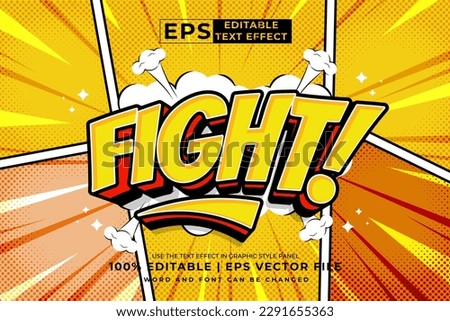 Editable text effect - fight comic 3d cartoon template style premium vector Royalty-Free Stock Photo #2291655363