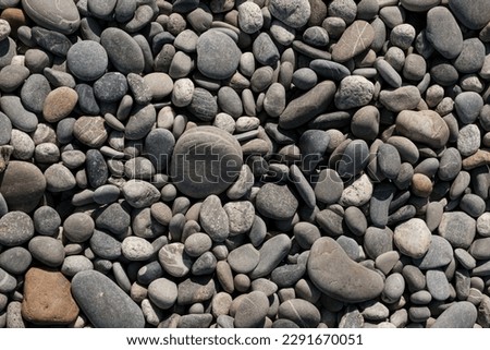 Grey pebbles on the beach near the sea baackground texture style